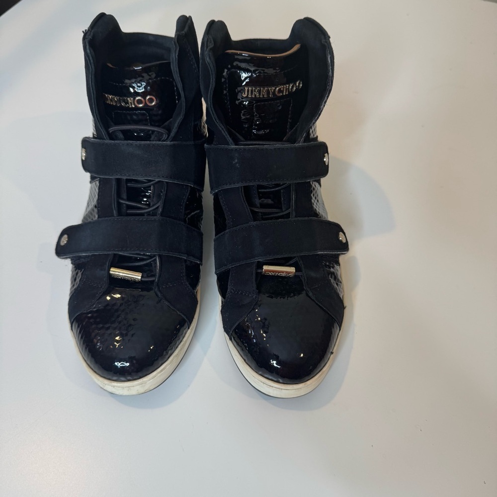 JIMMY CHOO Yazz Suede & Patent Sneakers size 36